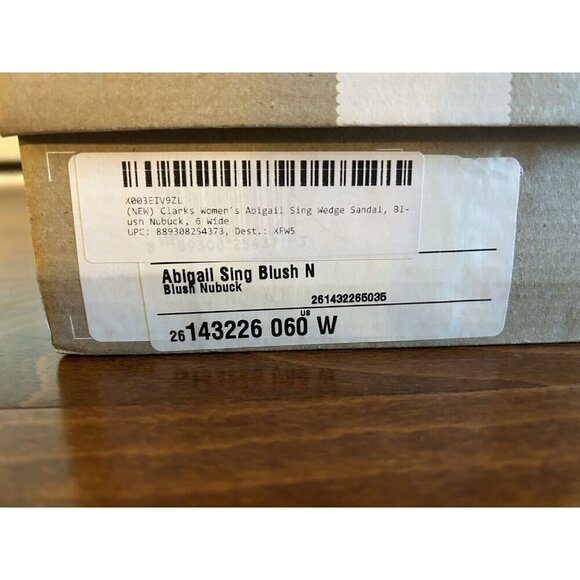 Clarks Women's 6 W Abigail Sing Blush Leather Open Toe Wedge Cork Sandals NEW - Picture 4 of 8